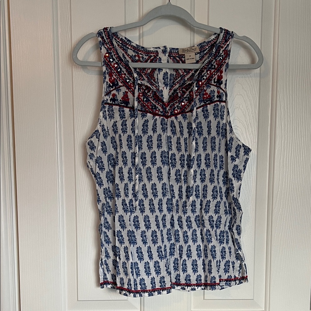 Lucky Brand Blue and Red Sleeveless Tank Top